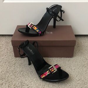 Charles David Black Strappy Sandals with Heel